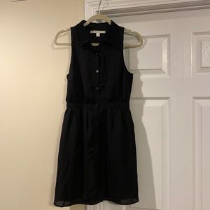 LC Lauren Conrad Black Lace Collar Button Up Dress